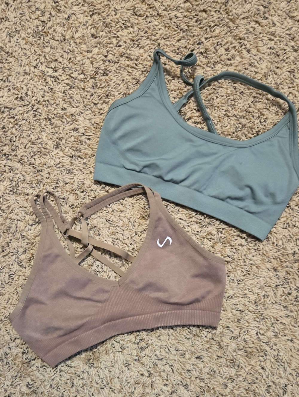 Strappy Bra Bundle, Beige And Teal